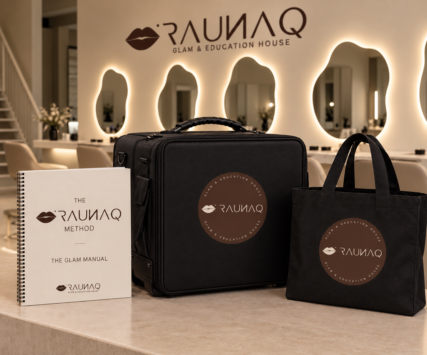 RAUNAQ professional makeup kit and student manual