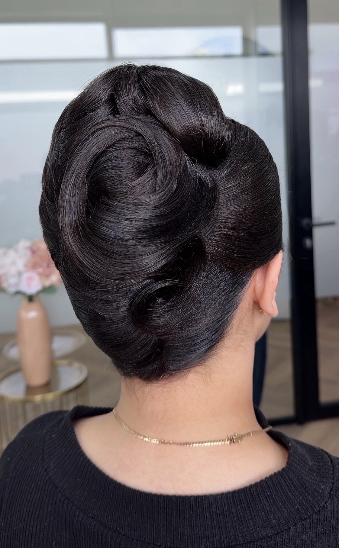 Sculpted bridal updo from the back by RAUNAQ